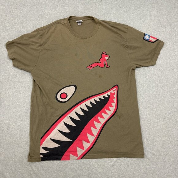 Us Midway Other - USS Midway 41 Bomber Graphic T Shirt Mens Large Military Green USA Cotton